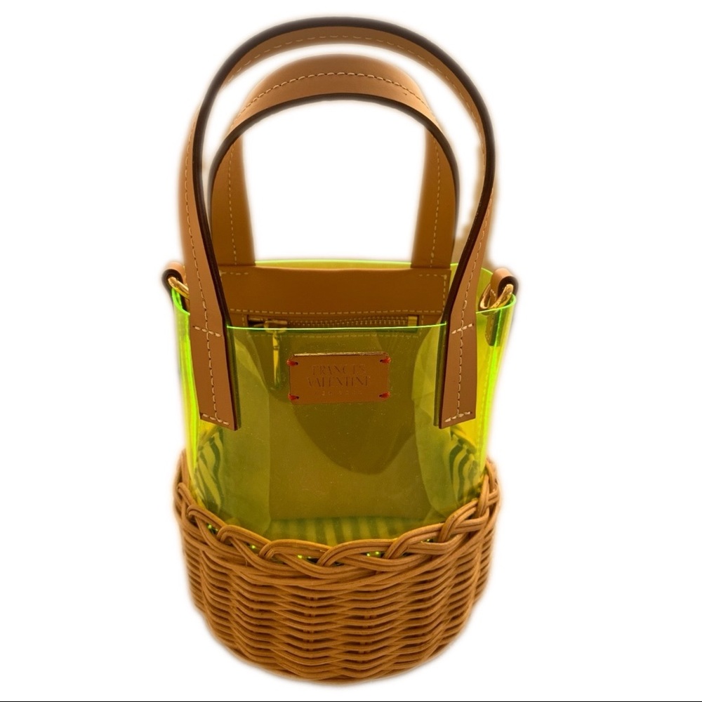 NWOT Frances Valentine PVC Wicker Small Bucket Bag